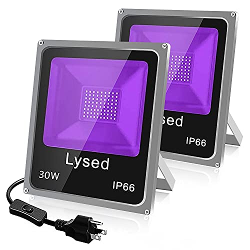 Lysed 30W Black Light, Black Lights for Glow Party, Blacklight Party Glow in The Dark, LED Black Lights Halloween Decorations, IP66 Waterproof (2 Pack)