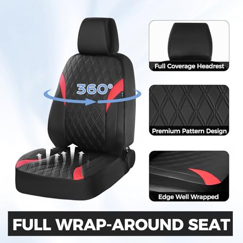 Image of FLORICH Seat Covers Full Set, Leather Seat Covers for Cars, Waterproof Car Seat Protector Breathable, Front and Rear Seat Covers for Cars, Automotive Seat Covers Universal Fit for Most Car SUV Truck