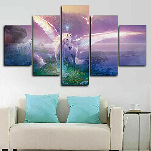 Toile intissée 5 pièces Myrdsio : la solution moderne pour décorer un grand mur de salon