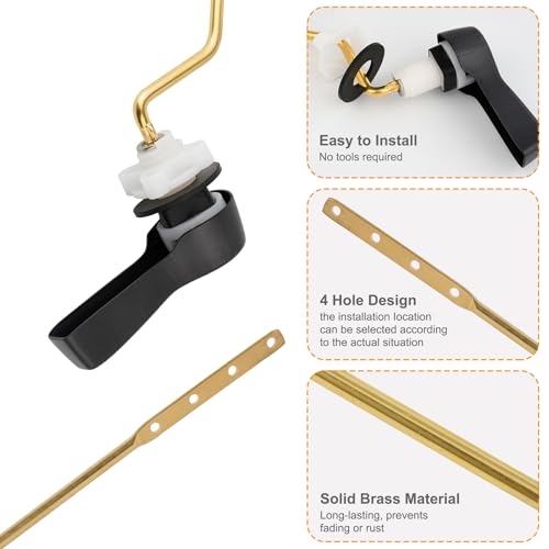 Image of Hibbent Universal Metal Side Mount Toilet Handle Kit, Oil Rubbed Bronze | Solid Brass Toilet Flush Tank Lever with Stainless Steel Adjustable Flapper Chains, Side Tank Toilet Handle for Most Toilets