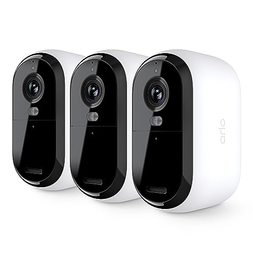 Arlo Essential Security Camera 2K | Outdoor – Indoor | 2nd Gen | Wireless with Spotlight, 2-Way Audio, Color Night Vision, Live Stream, Motion Activation, Real Time Notifications – White, 3 Cameras
