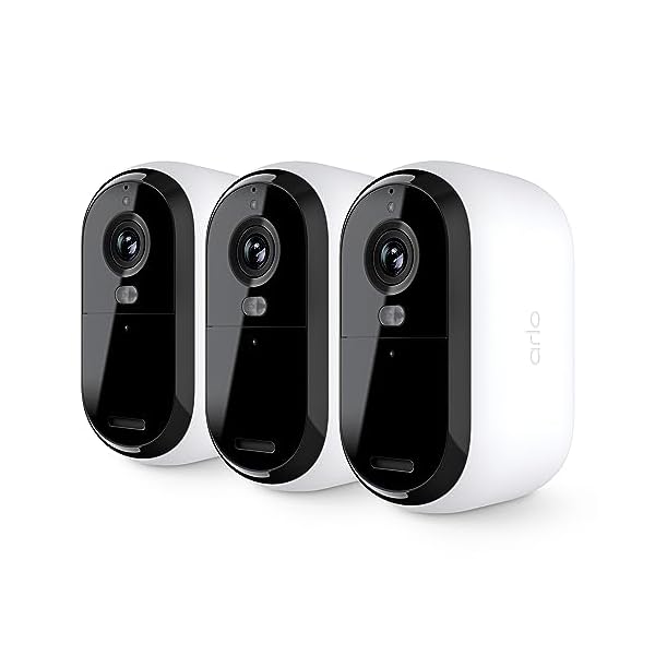 Arlo Essential Security Camera 2K | Indoor - Outdoor | 2nd Gen | Wireless with Spotlight, 2-Way Audio, Color Night Vision, Live Stream, Motion Activation, Real Time Notifications - White, 3 Cameras