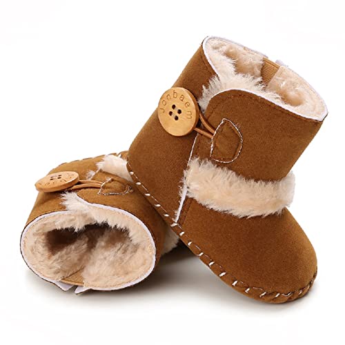 Jonbaem Newborn Baby Boys Girls Snow Winter Boots Infant Toddler Soft Sole Winter Warm Crib Booties Shoes(0-6 Months, Brown) #TOP2