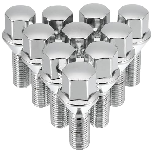 QUARKZMAN - QUARKZMAN M12 x 1.5 Chrome Tige Roue Boulons Cosse Écrous Roue Goujons Ensemble 10pcs