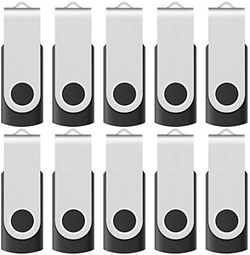 Enfain 32GB USB 2.0 Flash Drive Thumb Drive Memory Stick Pen Drive for Data Storage and Share Solution, with 12 x White Labels for Marking (Black, 10 Pack)