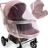 Mosquito Net for Stroller - 2 Pack Durable Baby Stroller Mosquito Net - Perfect Bug Net for Strollers, Bassinets, Cradles, Playards, Pack N Plays and Portable Mini Crib (Pink) …