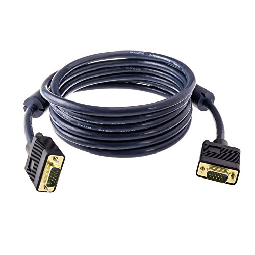 Projector Cable VGA/SVGA HD15 Male to Male Video Coaxial Monitor Cable with Ferrite Cores Gold Plated Compatible for Projectors, HDTVs, Displays, 10ft/3m