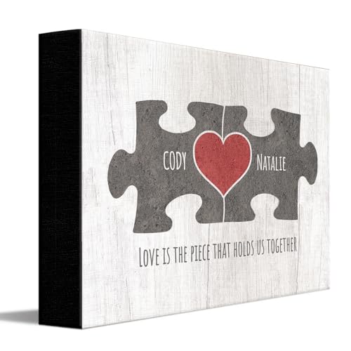 Personal-Prints LOVE PUZZLE - GRAY | Personalized Romantic Canvas Art