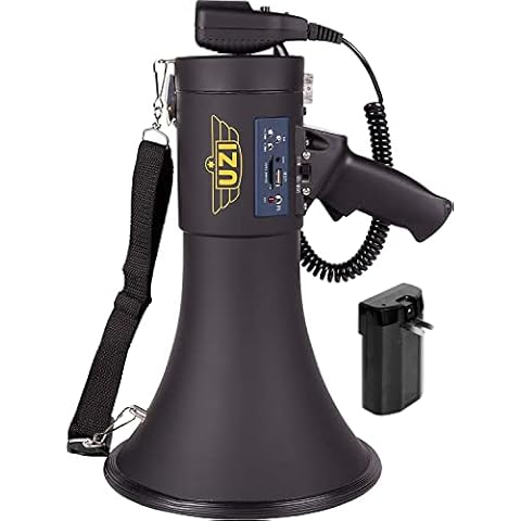 Uzi High Power Loud Big Bluetooth Megaphone 50W, Real Siren, Bullhorn, Rechargeable Battery, Portable Speaker, PA System, Adjustable Volume, Outdoor Activities, Coaching, Football, Baseball, Hockey Cover
