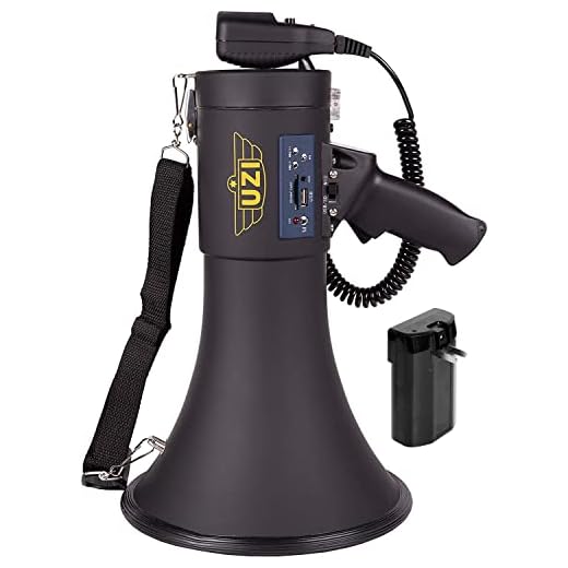 UZI High Power Loud Big Bluetooth Megaphone 50W, Real Siren, Bullhorn, Rechargeable Battery, Portable Speaker, PA System, Adjustable Volume, Outdoor Activities, Coaching, Football, Baseball, Hockey
