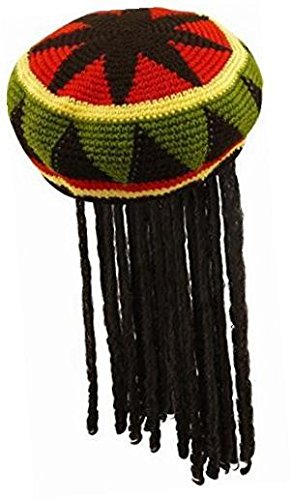 Mega_Jumble Unisex Reggae Rasta Jamaican Hat w/ Wig, Fake Spliff, Glasses & Vest - Caribbean RASTA RAGGAE JAMAICAN BOB MARLEY Adult Fancy Dress - Image 2