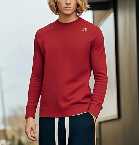 Men's Middle-Aged Dad's Long Sleeve Sweater Pullover Crewneck Sweater Slim Fitted Casual Jumper Tops2
