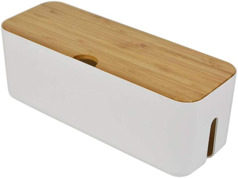 – Cable Management Box| Power Stripe Organizer|Cord Organizer Box| Hide and Conceal Power Strips and Electrical Cords from TVs, Computers, and Desks| Keep Pets Safe (White)