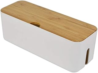 Cable Management Box| Power stripe Organizer|Cord Organizer Box| Hide and Conceal Power Strips and Electrical Cords from TVs, Computers, and Desks| Keep Pets Safe (White)