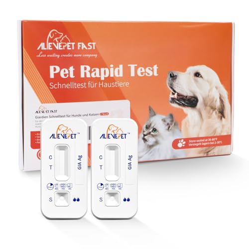AlievePet Giardien Schnelltest für Hunde & Katzen 2 Stück Giardien Test mit 98% Zuverlässigkeit einfache Anwendung zu Hause Darmparasiten und Durchfall Antigen-Test