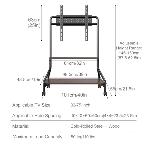 Soporte TV móvil para 32-75 pulgadas con ruedas ajustable miniatura 2