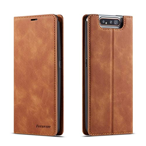 QLTYPRI Samsung Galaxy A90 Case A80 Case, Premium PU Leather Cover TPU Bumper with Card Holder Kickstand Hidden Magnetic Adsorption Shockproof Flip Wallet Case for Samsung Galaxy A90 A80 - Brown QLTYPRI Samsung Galaxy A90 Case A80 Case, Premium PU Leather Cover TPU Bumper with Card Holder Kickstand Hidden Magnetic Adsorption Shockproof Flip Wallet Case for Samsung Galaxy A90 A80 - Brown