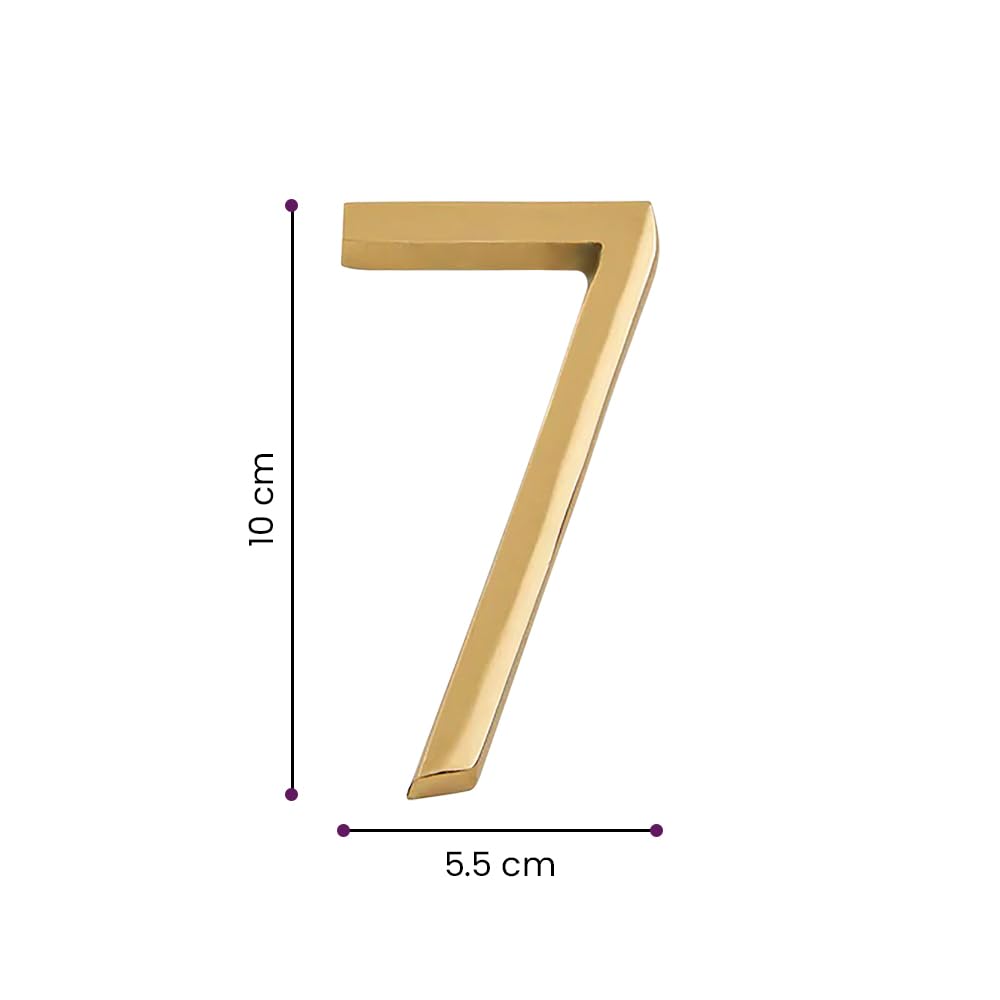 DecorTwist® House Numbers for Outside Main Gate Golden Door Numbers for Outdoor Gate Hostel Hotel Lodge Apartment College Library Rack Number Warehouse 4 Inch Height (Number 7) — Amazon image 2