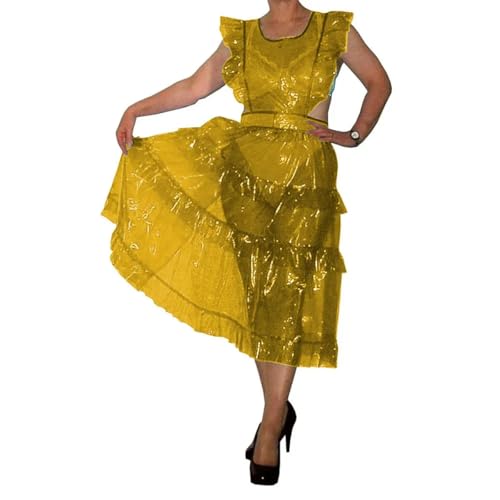 Vestido delantal de PVC transparente de mujer sin espalda para cosplay