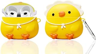 KAKUYI (Little Yellow Chicken) Airpods 3 Case Cover Soft Silicone 2021, 3D Cute Cartoon Cover Funny Protective Case Compatible with Airpods 3 Case, Anime Design with Keychain for Kids Teens Boys Girls
