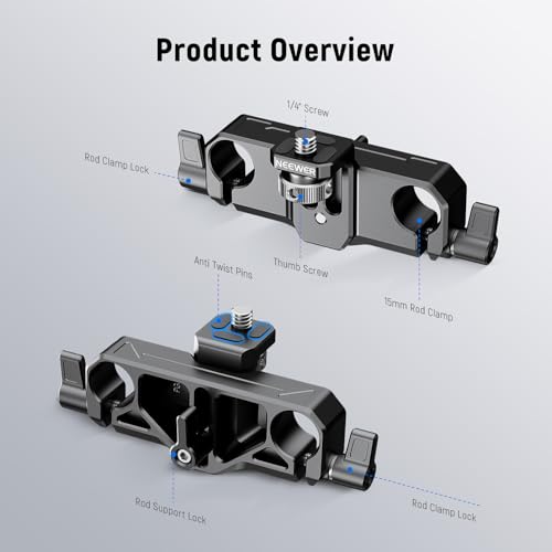 Image of NEEWER Matte Box Support, LWS 15mm Dual Rod Clamps with 1 /4 inch Screw & 0.9 inch /22mm Vertical Adjustment, Compatible with SmallRig NEEWER Mini Matte Boxes, PG013