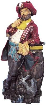 HS Estatuilla náutica de pirata apoyado en barril