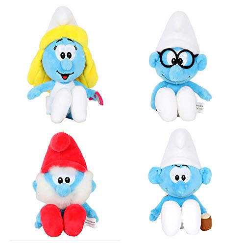 Smurfs Smurfette Hefty Papa Brainy Set, Stuffed Animals Plush Toy Bag Charm Gift for Kids Backpack Clip 8