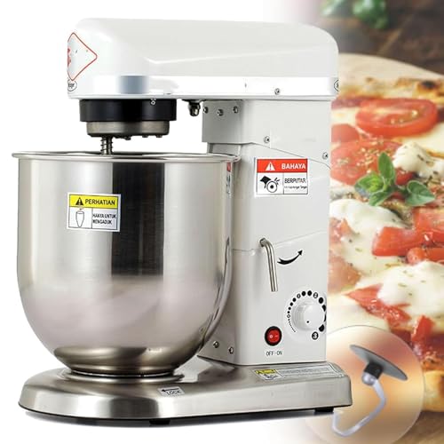 Commercial Food Stand Mixer, 5L/7L/10L Kitchen Aid Stand Mixer, Pizza Bakery Multifunction Blender,3 Speed Electric Dough Mixer para Bread Cake,White-7L