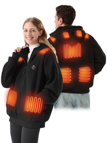 DR.PREPARE Heated Hoodie Unisex, Ultra-Thick Plush Hoodie with 16000mAh Power Bank, 9 Heat Zones, Max 8H Heating Clothing