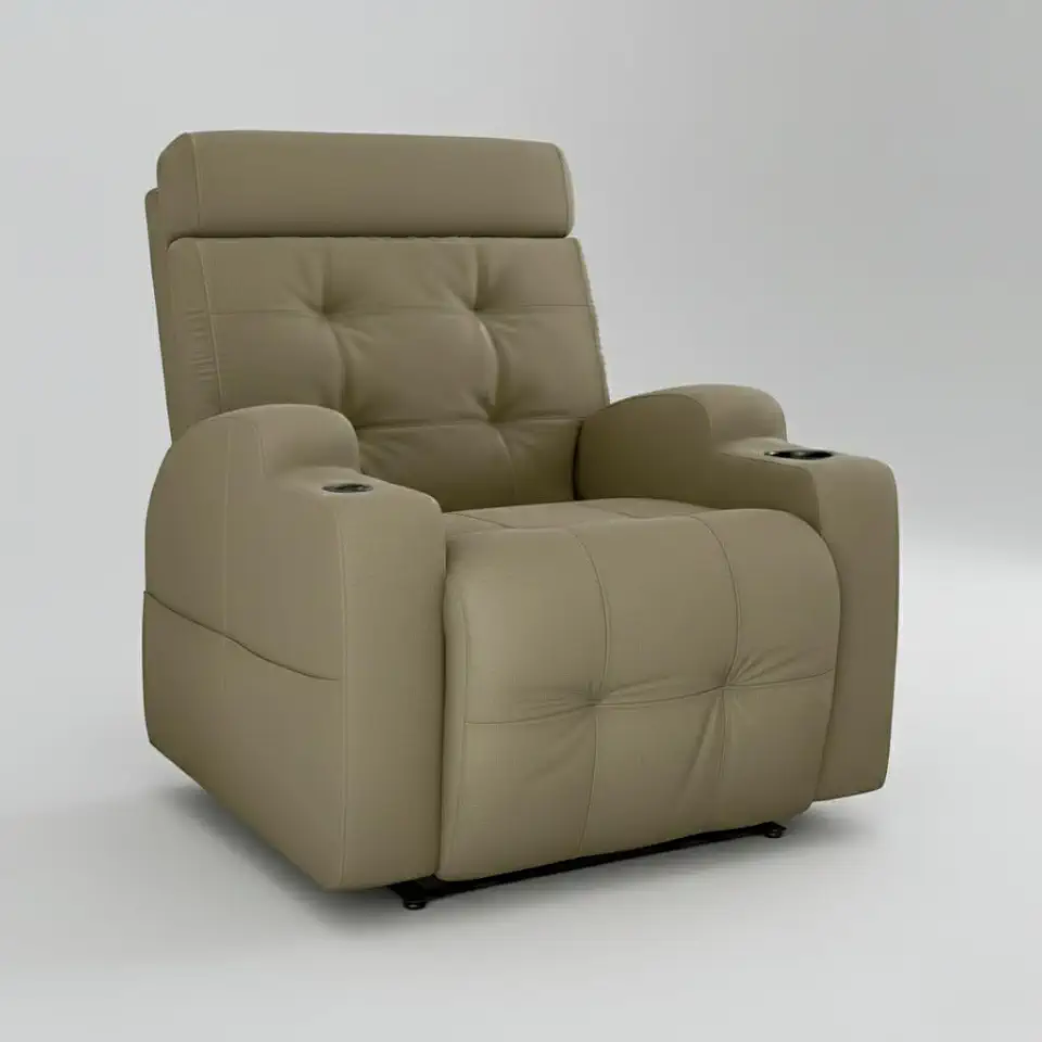 Poltrona Do Papai Reclinável Elétrica Com Usb e Porta Copos Cherokee (Bege Veludo)