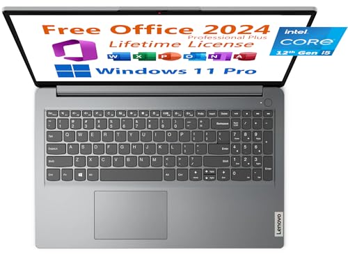 Image of Lenovo 15.6 inch Business Laptop, Free Office 2024 with Lifetime License, FHD Display, Intel 10-Core i5-1235U Upto 4.4 GHz, 8GB RAM, 256GB SSD, WiFi 6, 7 Hrs Battery, Windows 11 Pro, Toree Earbuds