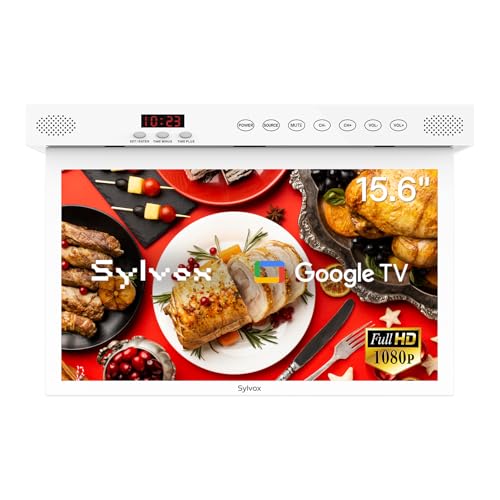 SYLVOX 15.6 Pollici TV per Cucina Ribaltabile, Mini Smart Google