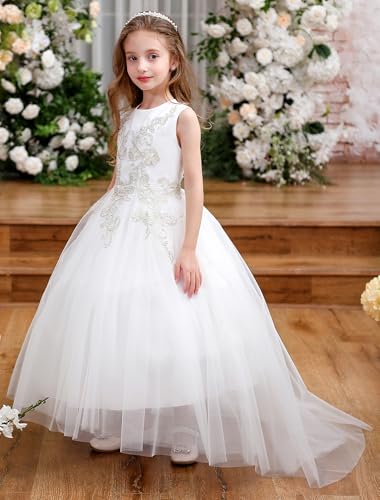 ABAO SISTER Formal Flower Party Pageant Tulle Long Wedding Dresses for Girls3