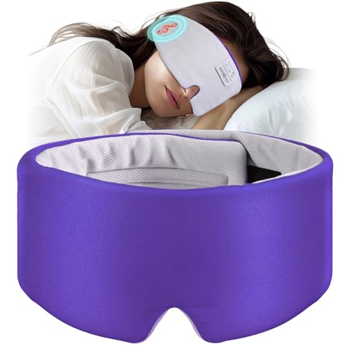 Musicozy Sleep Mask with Bluetooth Headphones,Comfortable Silk Eye Mask Headphones for Men Women,Soft Sleep Headphones Bluetooth Eye Mask for Sleeping,Travel,Relax,Yoga,Meditation,Large in Size