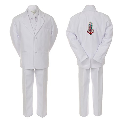 Image of Baby Boy Christening Suit Gold Guadalupe Virgin Mary on Back of The Jacket SM-20