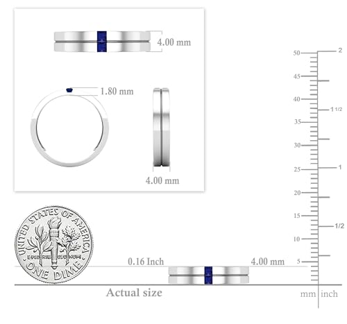 Dazzlingrock Collection 2mm Princess Gemstone or Diamond Two Stone Mens Wedding Band Ring in Solid Gold4