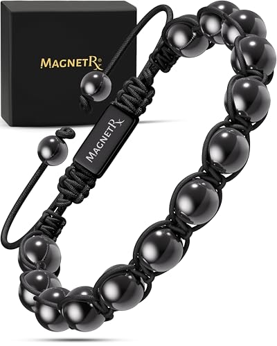 Image of MagnetRX® Magnetic Hematite Bracelet – MAX Strength Magnetic Stones – Beaded Bracelets for Men and Women (Bali 8mm Bead)
