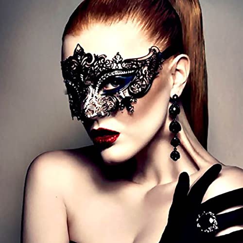 Campsis Women's Costume Masks Black Mardi Gras Masquerade Mask Rhinestone Metal Mask Halloween Venetian Party Nightclub For Women And Girls #TOP6