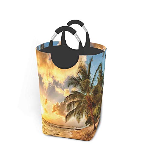 Wäschesack,Tropischer exotischer Sandstrand-Druck,Großer faltbarer Wäschekorb,zusammenklappbarer Wäschekorb,zusammenklappbarer