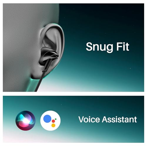 Image of Boat Bassheads 300C Wired Earphones,Type-C Jack, 10mm Drivers, Signature Sound, in-Line Microphone, Integrated Controls, Voice Assistant & 120cm Cable (Active Black)