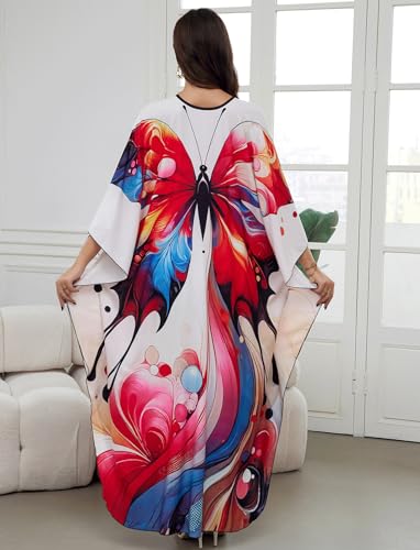 Image of KECVOT Kaftan Dresses for Women Plus Size Batwing Sleeve Caftans Long Bathing Suit Cover Up Maxi Beach Dress Loungewear