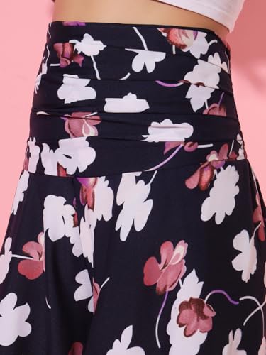 Image of Trend Arrest Navy Blue Printed Flared Palazzo