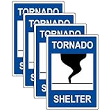 ComplianceSigns.com Tornado Shelter Label Decal, 5x3.5 in. 4-Pack Vinyl for Emergency Response