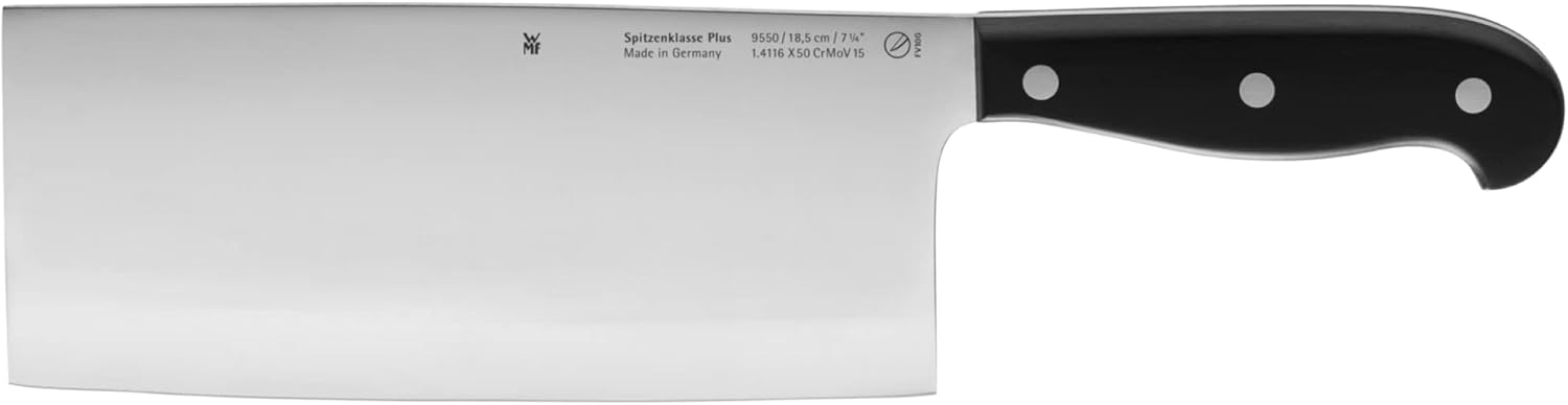 WMF Spitzenklasse Plus – Asia Set of 6 Pieces, 4 Knives with Fully Forged Tempered Steel Blade and Multi-Purpose Scissors with FlexTec Bamboo Stand