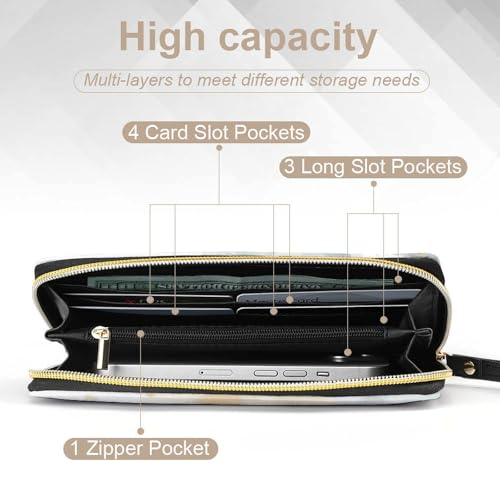 Women Wallets Watercolor Deer Giraffe Leather Wallet for Women Thin Wallet with Zipper Pocket Card Holder4