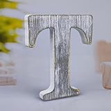 WOODOUNAI 6 Inch Wood Letters Unfinished Rustic Wood Letters for Wall Decor Decorative Standing Letters Slices Sign Board Decoration for Craft Home Party Projects (T)