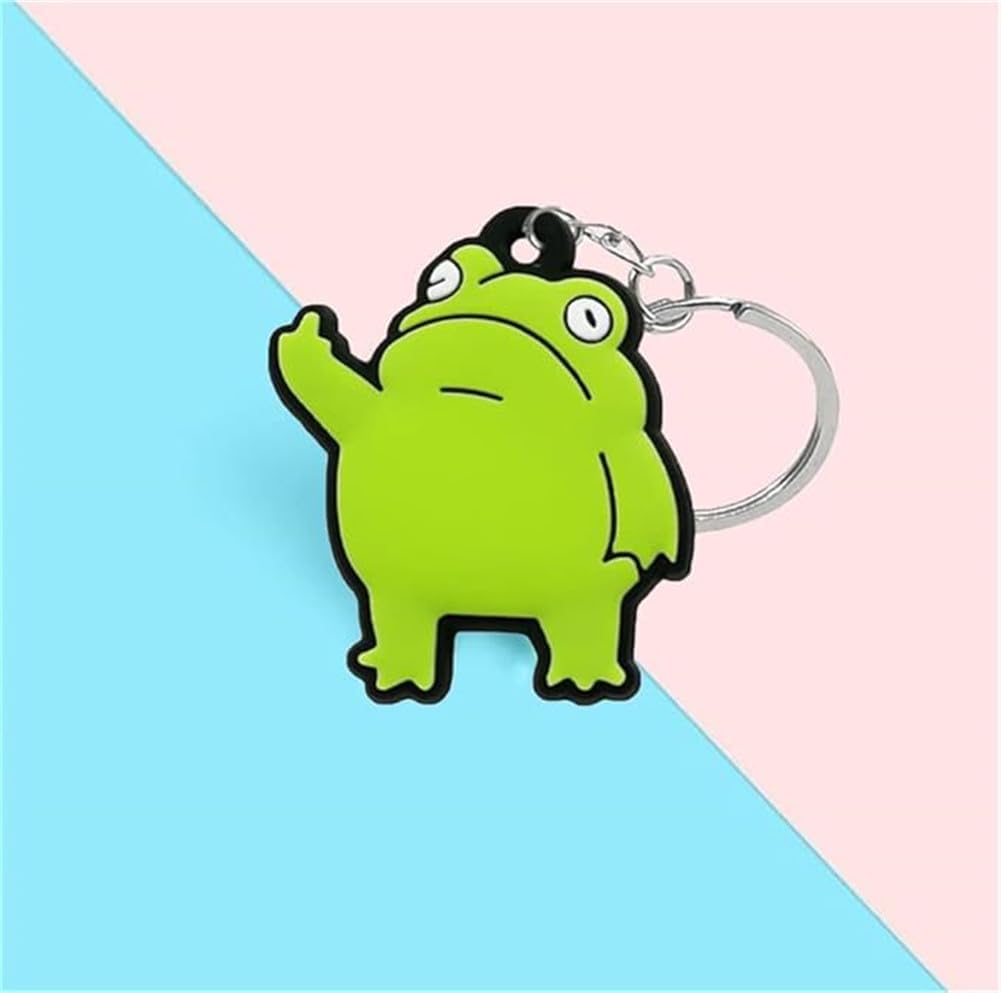 Funny Frog Key Chain Animal Cartoon Keyrings PVC Key Holders Car Keys Pendant Accessories for Handbags, Purse, Belt, Bags, Green, g/dddd