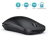 [page_title]-seenda Bluetooth Maus, Wiederaufladbare Maus kabellos, 3 Modus (Bluetooth4.0 + USB A + USB C) 2.4G Wireless Maus, Funkmaus Kabellose Maus für/Mac/Windows/PC/Laptop/Tablet/Android/iPadOS, Schwarz