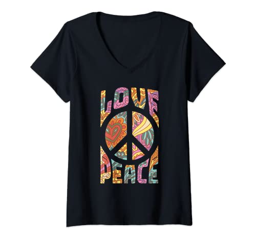 Femme Love Peace Panneau de paix rétro des années hippie floral T-Shirt Cover