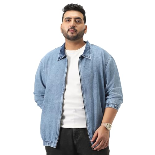 Image of Urbano Plus Men's Relaxed Fit Full Sleeve Harrington Denim Jacket